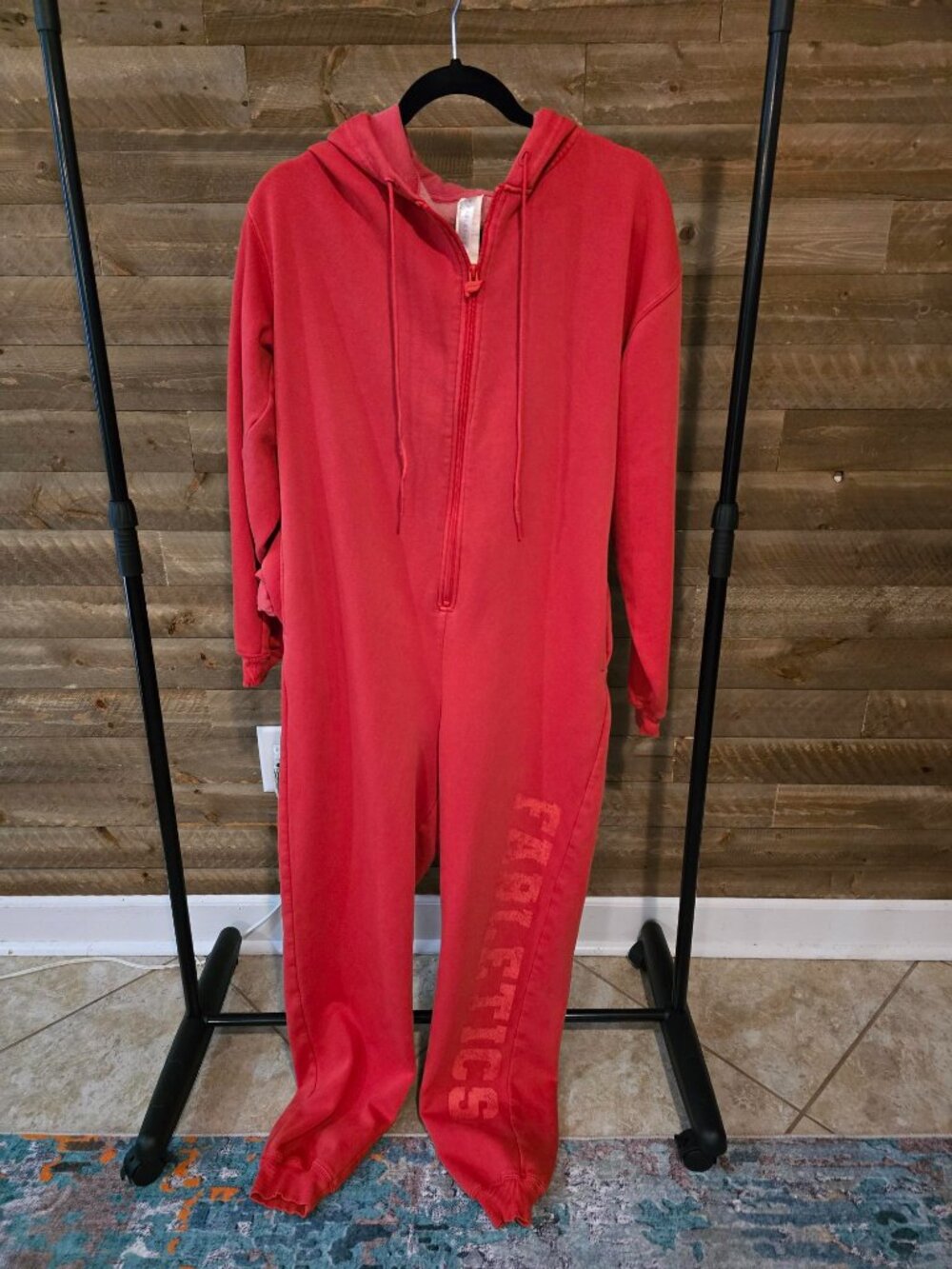 Fabletics long-sleeve red hooded onesie (M)